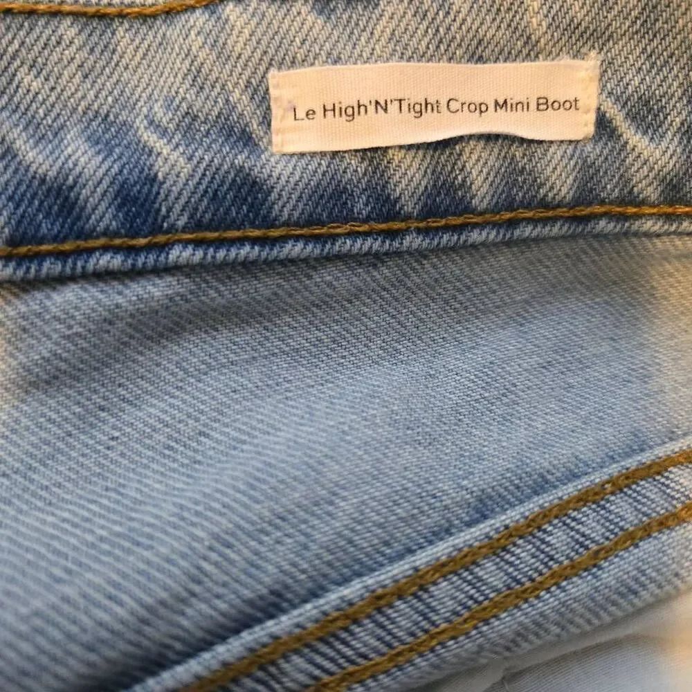Frame Le High'n'Tight Crop Mini Boot Jeans Size 31 Distressed Denim - Picture 7 of 7